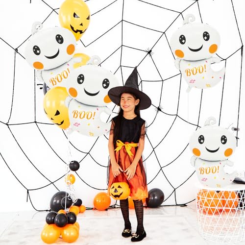 Large Halloween Ghost Foil Balloons - 6 Pack 30 Inch Mylar Party Decorations