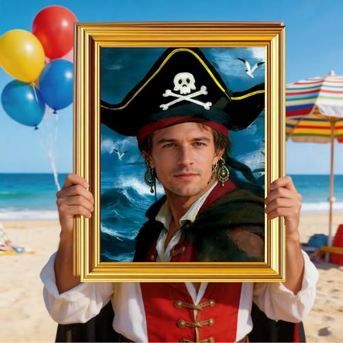 Pirate Captain Photo Props Set - Cartoon Sponge Party Decorations, 4 Pieces