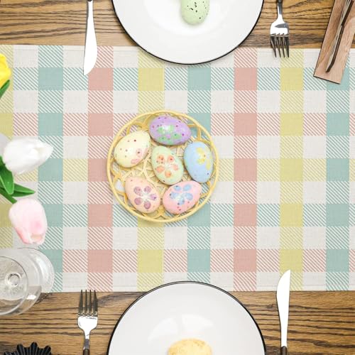 Easter Bunny Table Runner – Happy Easter Bunny Design, 13 x 72 Inches, Spring Kitchen Decor