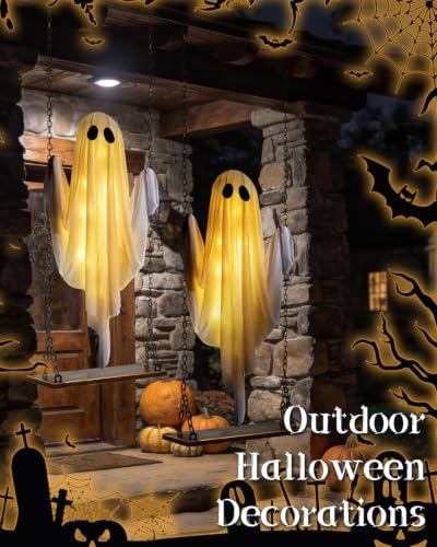 3.3 FT Outdoor Hanging Swing Ghost Halloween Decorations - 2 Pack
