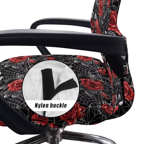 Talayituse Rose Spider Web Print Office Computer Chair Cover - Large, Washable & Stretchable Halloween Decor