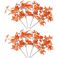 Artificial Maple Leaves Branches - 8PCS 14 Inch Faux Fall Leaves Stem in Orange for Fall Decor & Thanksgiving Centerpieces