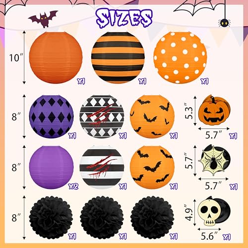 Halloween Paper Lanterns Set for Party Decorations - Spooky Festive Decor