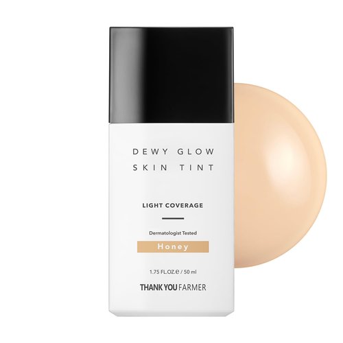 Thank You Farmer Dewy Glow Skin Tint - Long-Lasting Tinted Moisturizer with Vitamin B3 | Honey, 1.75 fl oz