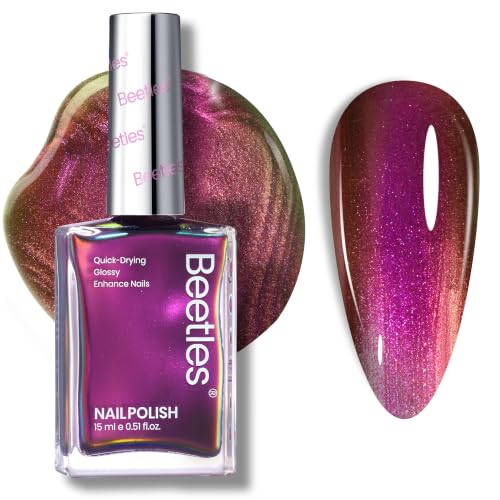 Beetles Chrome Nail Polish - Holographic Ember Chameleon Effect, Fast Dry, Long-Lasting