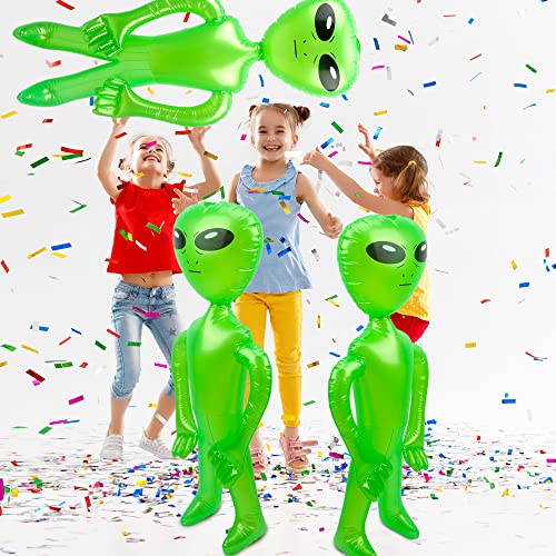 Green Inflatable Alien Figures Set - 15 Jumbo Party Decorations for Space & Halloween Themes