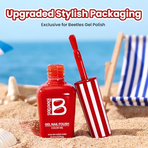 Beetles Red Gel Nail Polish - Sunburn Red | 8ML - Creme Red Variation