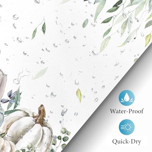 Pumpkins Fall Leaves Shower Curtain - Farmhouse Autumn Botanical Bathroom Decor - 72x84 Inch, Waterproof Fabric, Pack of 1