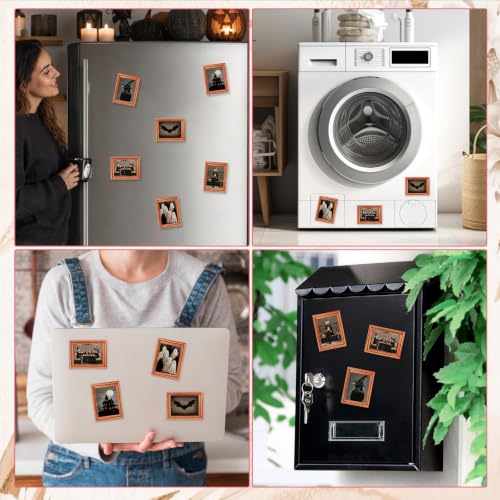 Dark Halloween Refrigerator Magnets Set - Ghost Skull Pumpkin Raven 3D Wood Stickers