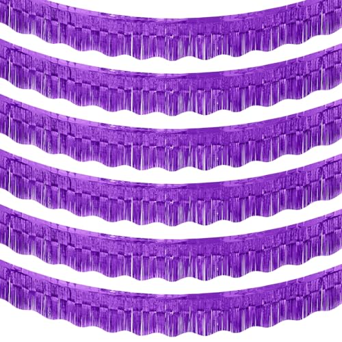 Purple Foil Fringe Tinsel Garland - 6 Pack Party Decorations
