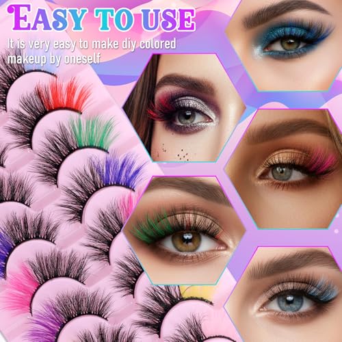 Colorful False Eyelashes Set 8 Pairs Curly Thick Reusable Drama Makeup