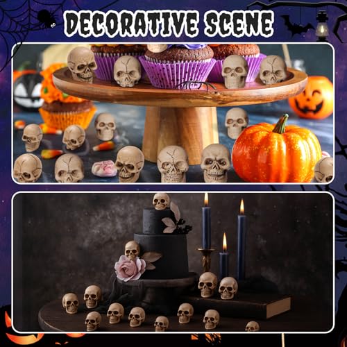 Civaner 160 Pcs Halloween Mini Skull Figurines - Creepy Resin Decorations for Miniature Scenes & Party Decor Variation of THIS listing