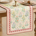 Beige Diamond Plaid Flower Vintage Table Runner 13x72 Inch - Pink/Beige Variation
