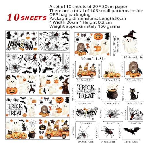 Halloween Window Clings - Ghost, Pumpkin, Bat, Spider, Skull Decoration (Style 6) - 10pcs