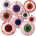 Halloween Eyeball Paper Fan Decorations - 9 Pcs Spooky Hanging Fans, Various Sizes