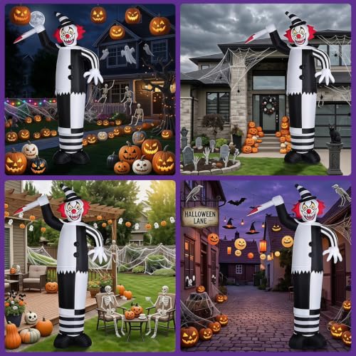 12FT Halloween Inflatable Clown with LED Lights - White Version Outdoor Yard Decor