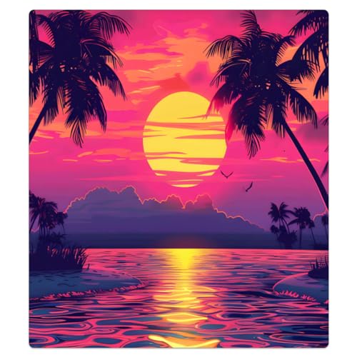 Beach Dishwasher Magnet Cover Front Dishwasher Decor Sunset Palm Tree