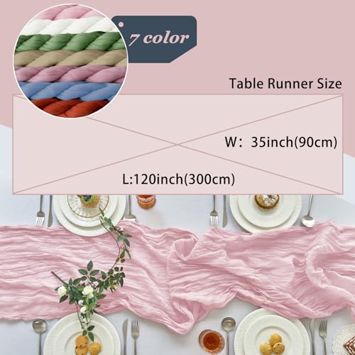Pink Cheesecloth Table Runner 10FT 2-Piece Set for Wedding & Party Decor - Pink