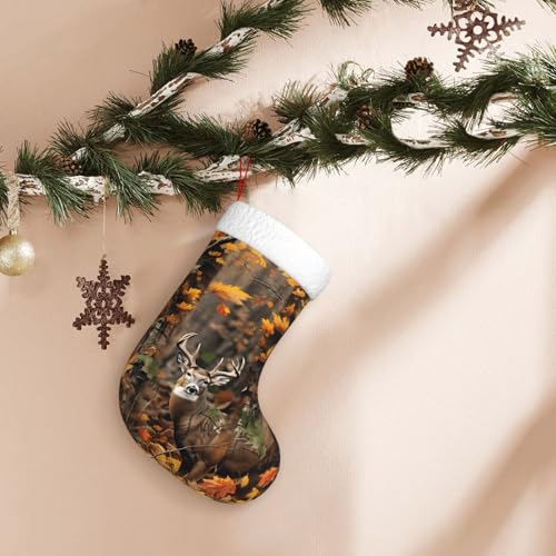 Personalized Christmas Stocking Large 18'' with Camo Deer Design - Holiday Decor