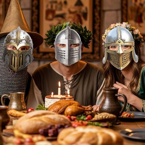 Medieval Knight Party Masks & Crowns Set - 20 Pieces for Costumes & Events