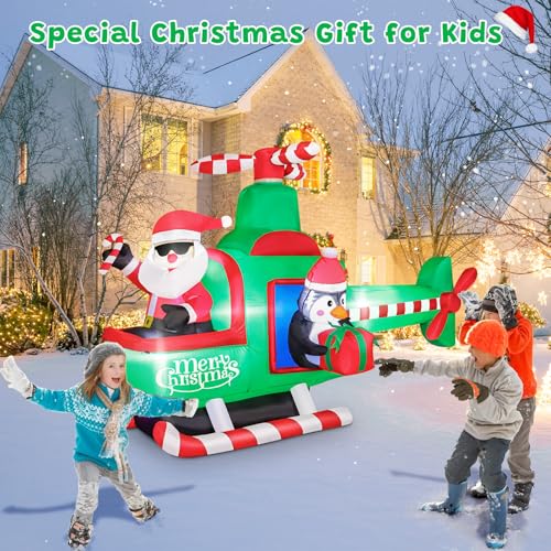 6.5 FT Inflatable Santa Claus on Helicopter Christmas Yard Decor with LED Lights