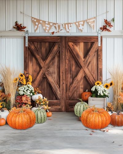 Large Artificial Pumpkin - Rustic Orange Foam Decor with Hand-Painted Details - Round 10.8 Inch Variation