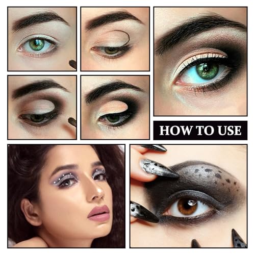 Black Smoky Eyeshadow Palette - Matte & Glitter Gothic Makeup with 3 Brushes - Variation of THIS listing