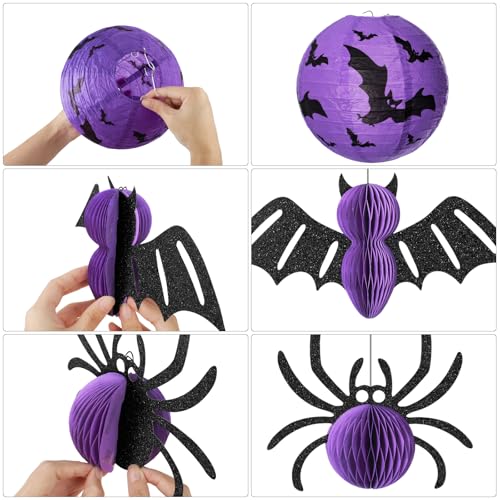 Halloween Paper Lanterns Decorations Set - Ghost, Pumpkin, Bat, Spider, Skeleton, Witch