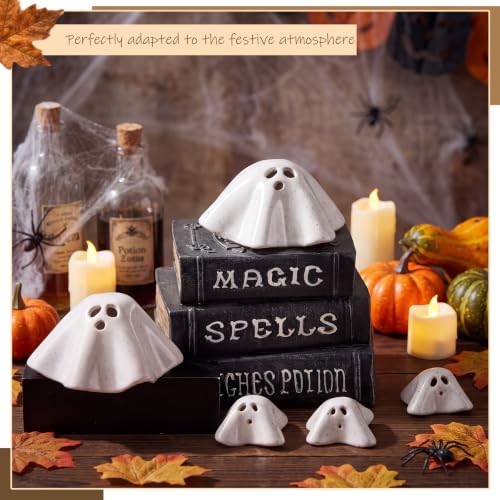 5 Pcs Handmade Ceramic Ghost Tealight Holders Halloween Decor Set