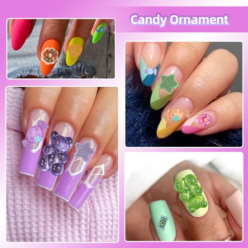 3D Acrylic Candy Nail Charms Set - Multicolor Lollipop Sweet Nail Art Decorations