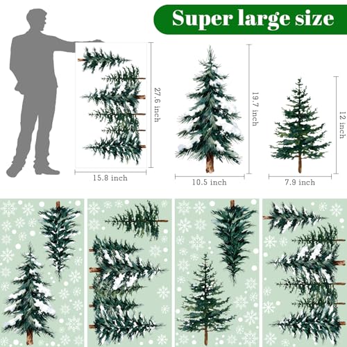 124 PCS Large Christmas Window Clings - Snowflake & Tree Decorations, Variation: Christmas Trees