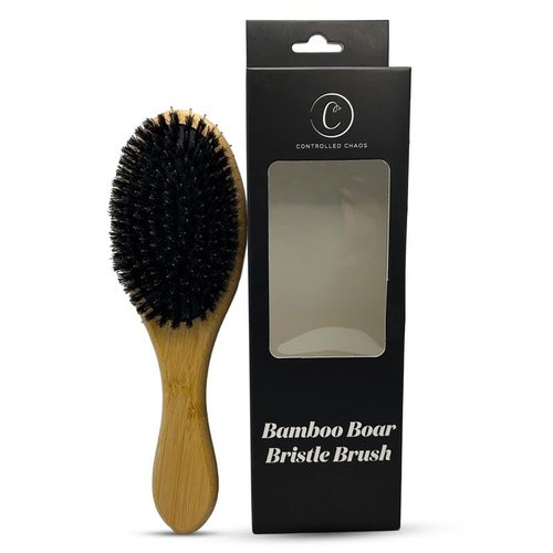 Controlled Chaos Boar + Nylon Bristle Hair Brush–Wooden Bamboo Hair Brush for Women & Men, Detangling Brush for Any Hair Type