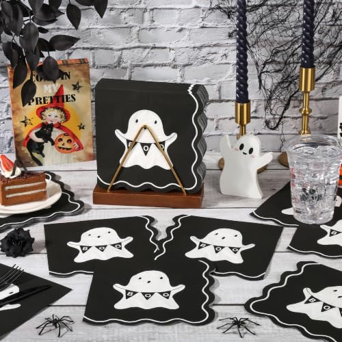 Halloween Ghost Boo Paper Napkins 6.5 Inch - Spooky Party Disposable Tableware