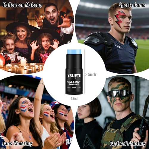 Light Blue Oil-Based Face Body Paint Stick for Halloween Makeup - Smudge Proof & Full Coverage