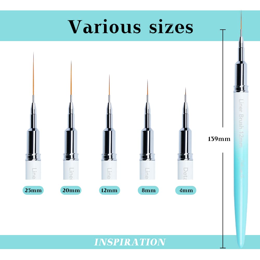 YIHUALE Nail Art Design Pen Painting Tools - DIY Manicure & Professional Salon Set (Blue and White)