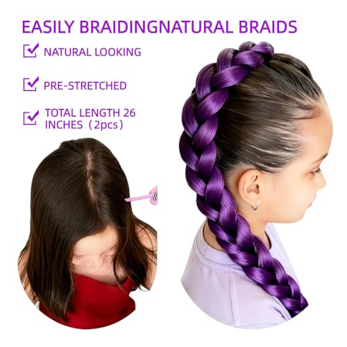 Purple Synthetic Braiding Hair Extensions for Cornrows & Cosplay - 26 Inch