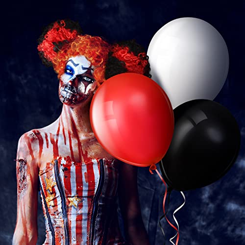 Halloween Women's Clown Costume Accessories Set - Red, Black & White Hair Clips & Balloons