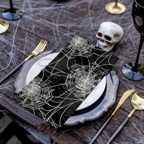 Halloween Paper Napkins 50 Pack Black Cobweb Decorative Disposable Tableware