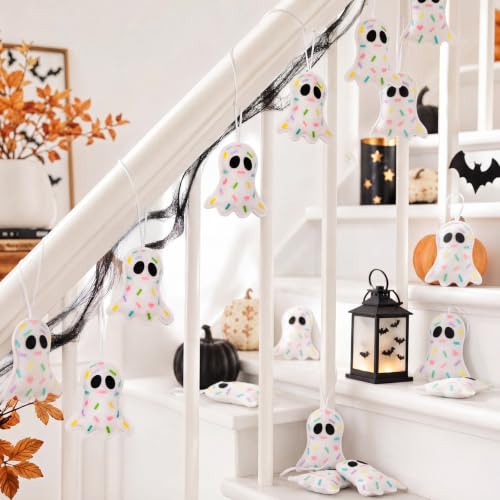 Halloween Felt Ghost Ornaments - 12 Pack, 3.15 Inch Pastel Decor for Parties