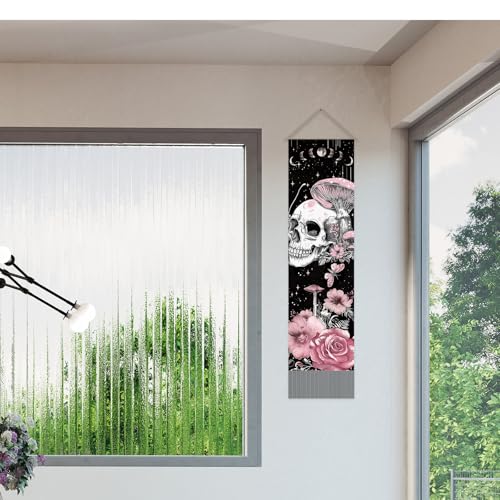 Butterfly Skull Tapestry Set - Pink & Black Moon Phase Wall Hanging for Bedroom Decor