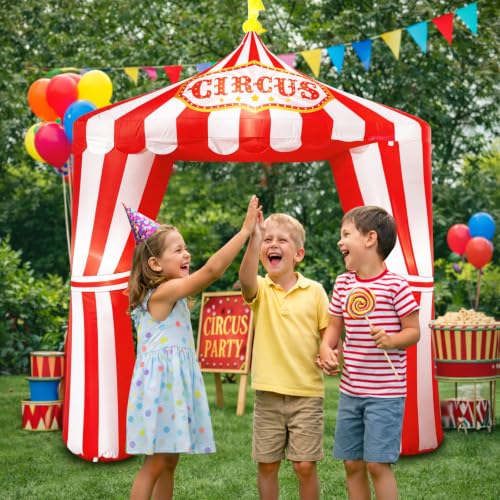10ft Carnival Circus Inflatable Tent Arch with LED Lights - Party Decorations - Circus Inflatables Tent