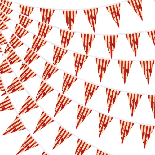 Creepy Carnival Banner Set - 263 Ft Red & White Striped Halloween Decorations