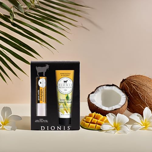 Dionis Goat Milk Honeysuckle & Coconut Hand Cream and Mango Madness Lip Balm Set