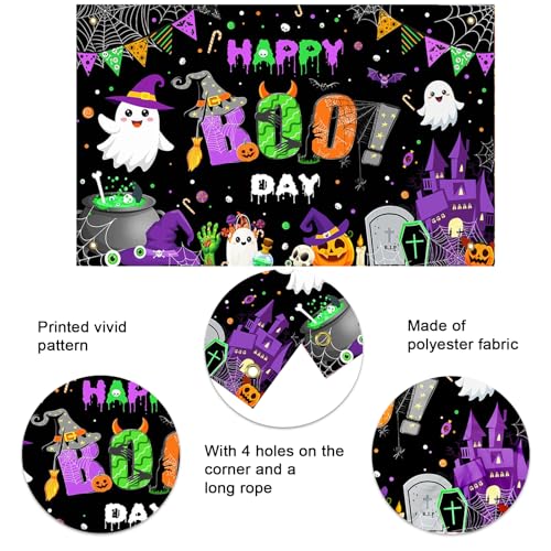 Happy Boo Day Halloween Birthday Banner Backdrop 6x3.6ft Decoration