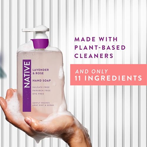 Native Liquid Hand Soap Lavender & Rose 13 oz - Non-Drying, Plant-Based Formula