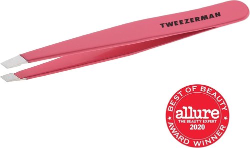 Tweezerman Stainless Steel Slant Tweezer - Eyebrow Tweezers for Women and Men (Geranium)