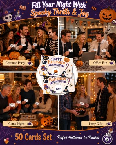 Halloween Scratch Off Cards - Pumpkin Ghost Theme, Black Cat Variation, 50 Pack