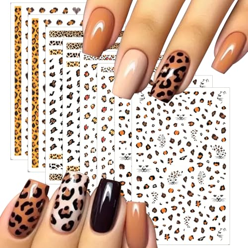 Self-Adhesive Leopard Nail Stickers for Nail Art - Colorful Animal Patterns, 8 Sheets - Leopard Print Variation 1