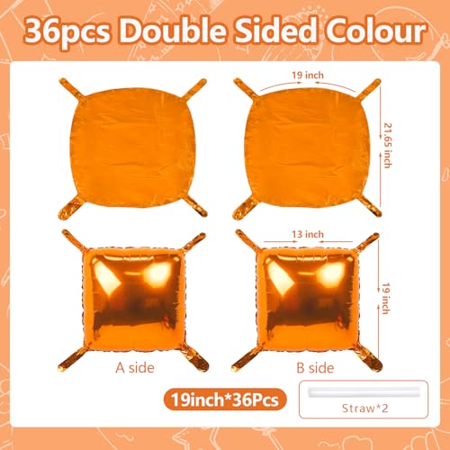C01 - Orange 36PCS Metallic Square Foil Balloons Wall Backdrop - Party Decor