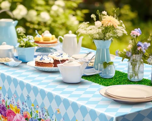 Wonderland Plastic Tablecloth 108x54 Inches for Tea Party and Events - 6 Pack